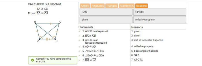 Proving theorems trapezoids brainly need help