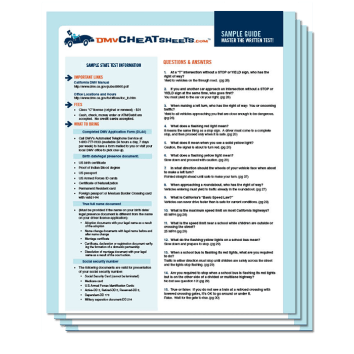 Indiana motorcycle test cheat sheet