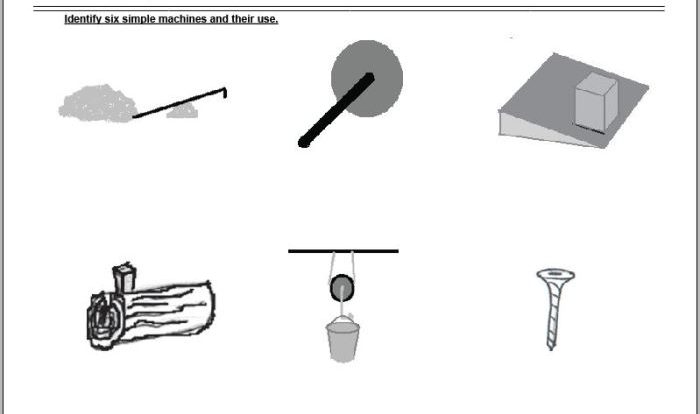 Simple machines worksheet answer key