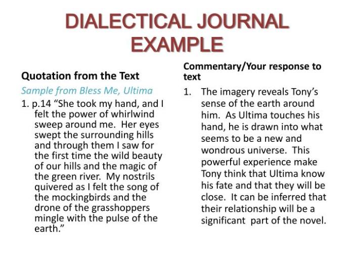 Example of a dialectical journal