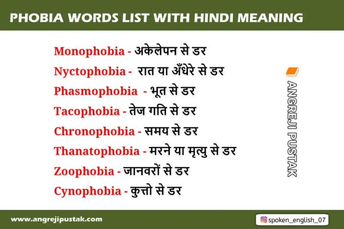 Words that end with phobia