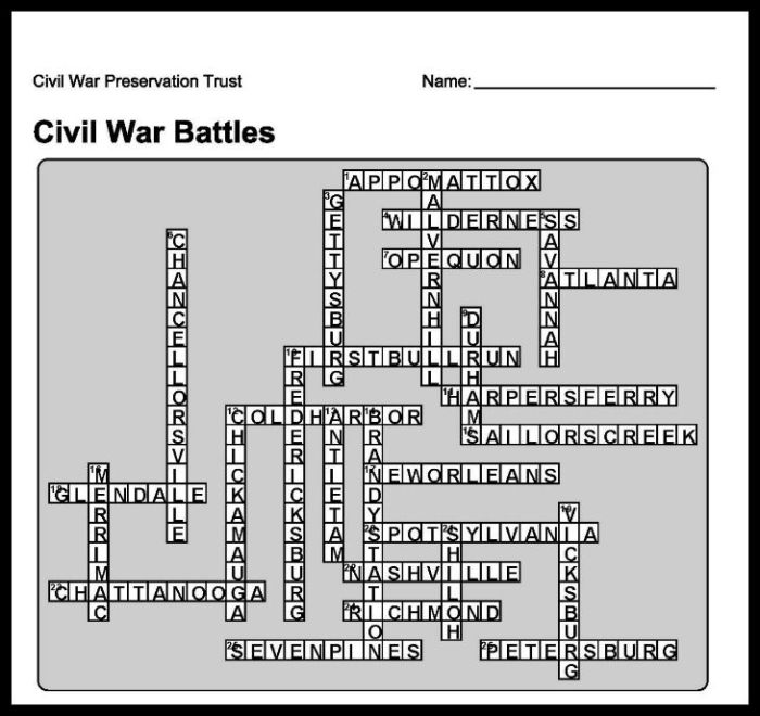 Causes of the civil war crossword puzzle answer key