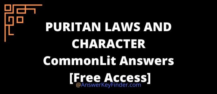 Puritan laws and character commonlit answer key